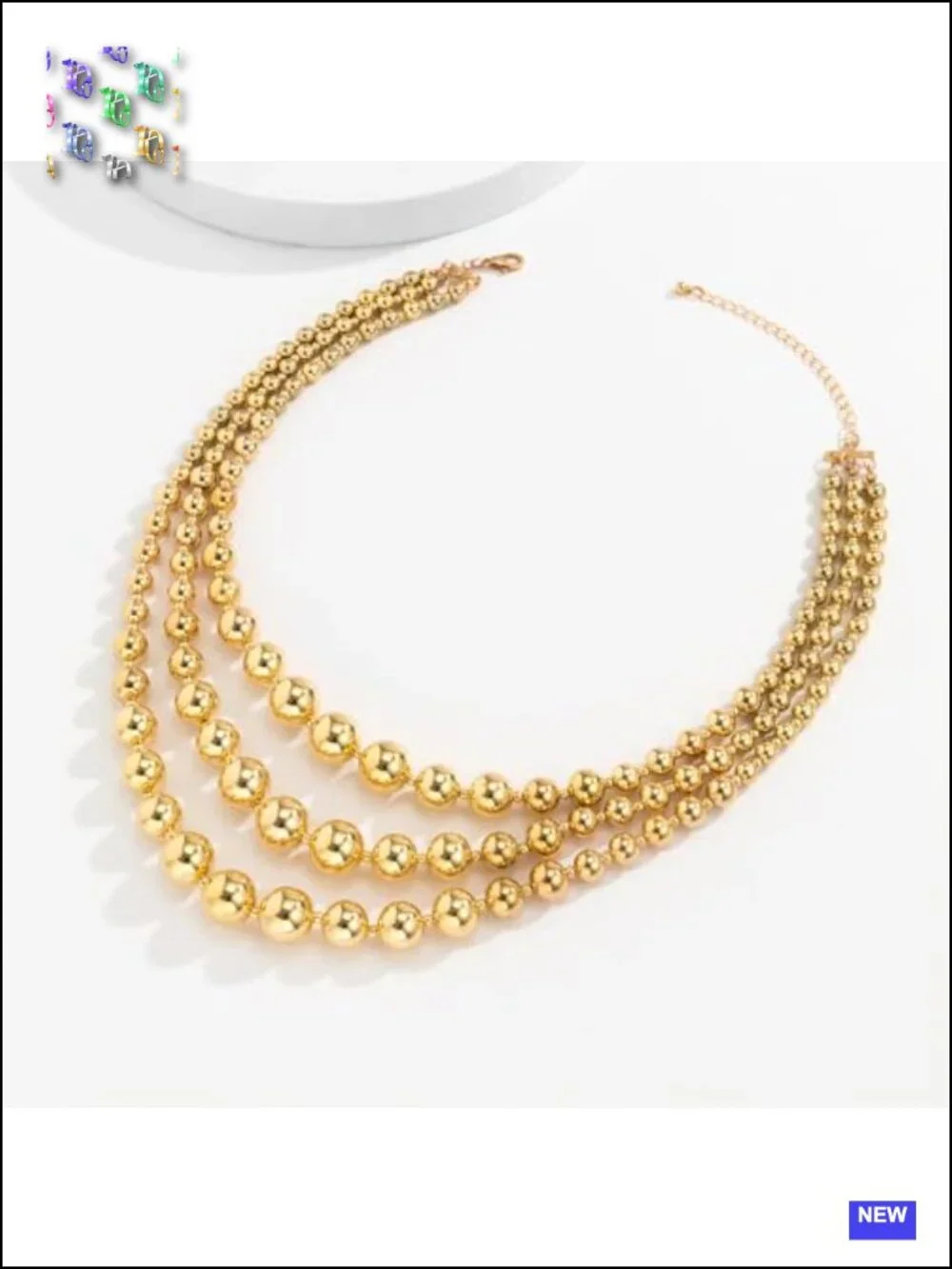 Large Gold Layered Chunky Beaded Necklace Set Choker Vintage Statement Jewelry